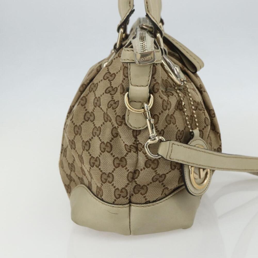GUCCI GG Canvas Hand Bag 2way Beige Gold 247902 Auth 151442 - Picture 3 of 16